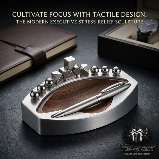 Yauenam™ Luxury Magnetic Executive Desk Toy & Stress Relief Sculpture | Premium Walnut Wood Pen Holder Tray | Kinetic Fidget Desktop Organizer for Office Decor | Unique Corporate Gift for Men, Boss, Professionals